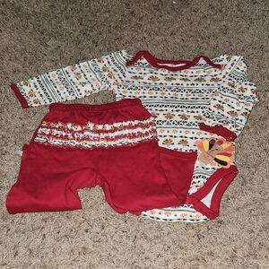 NWT -Baby Gear -  1st Thanksgiving Outfit with Red and Orange Accents - 6/9M